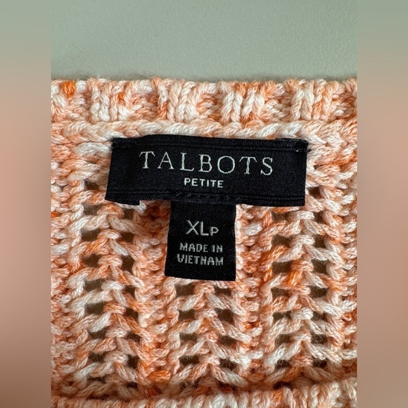 Talbots  Sweater Crochet Pullover Loose-Knit Cottagecore Peach Women's XL Petite - Picture 7 of 8